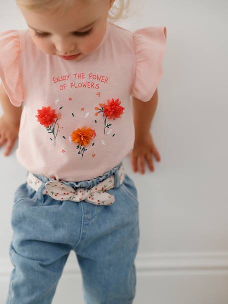 Babyjeans met stoffen riem double stone - vertbaudet enfant 