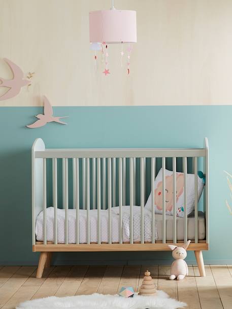 Lit bébé à barreaux LIGNE CONFETTI BLANC+vert - vertbaudet enfant 