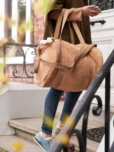 Sac à langer Baby Roll en peluche beige+café - vertbaudet enfant 