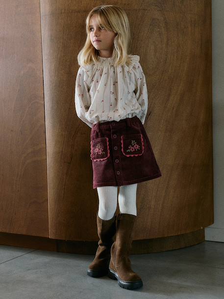 Meisjesblouse met lange mouwen ecru - vertbaudet enfant 