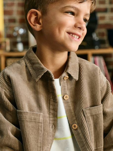 Chemise manches longues garçon taupe - vertbaudet enfant 
