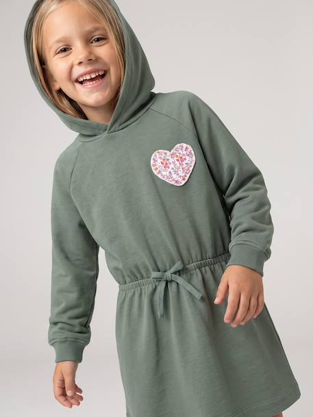 Robe courte à capuche fille gris chiné+marine+vert - vertbaudet enfant 