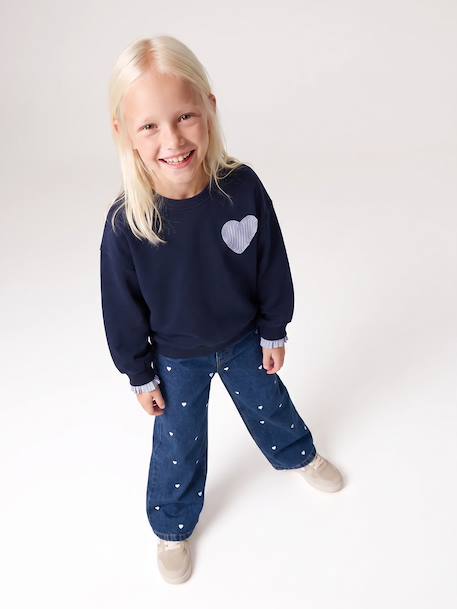 Sweat fille marine+vert de gris - vertbaudet enfant 