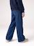 Jean large fille brodé bleu foncé+bleu jean+bleu moyen+denim bleached - vertbaudet enfant 