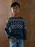 Pull jacquard col rond vert - vertbaudet enfant 