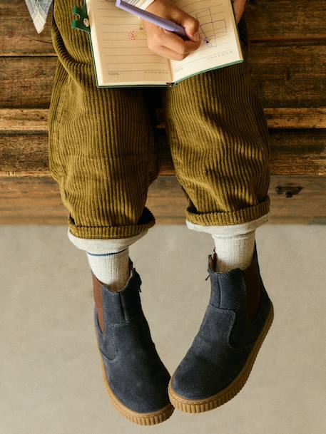 Pantalon large garçon cappuccino+lichen - vertbaudet enfant 
