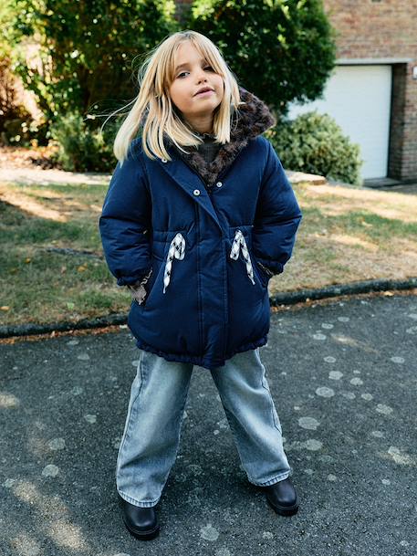 Parka réversible enfant fille kaki+marine - vertbaudet enfant 