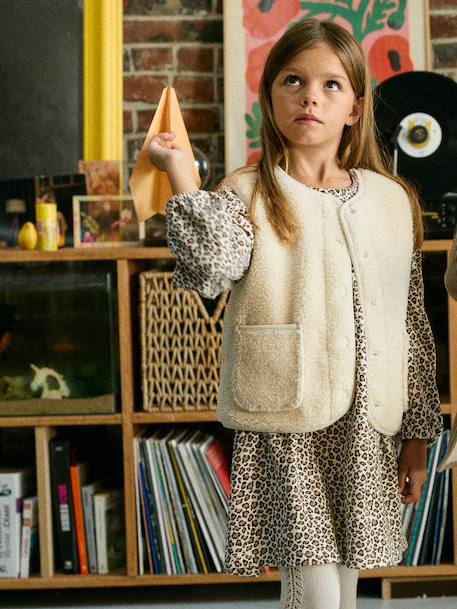 Gilet fille sans manches en sherpa blush+prune+vanille - vertbaudet enfant 