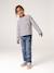Meisjesshirt met strepen en lange mouwen marineblauw+snoepjesroze+zachtpaars - vertbaudet enfant 
