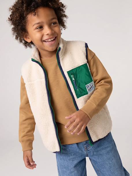 Gilet sans manches garçon caramel+écru - vertbaudet enfant 