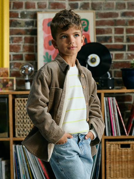 Chemise manches longues garçon taupe - vertbaudet enfant 