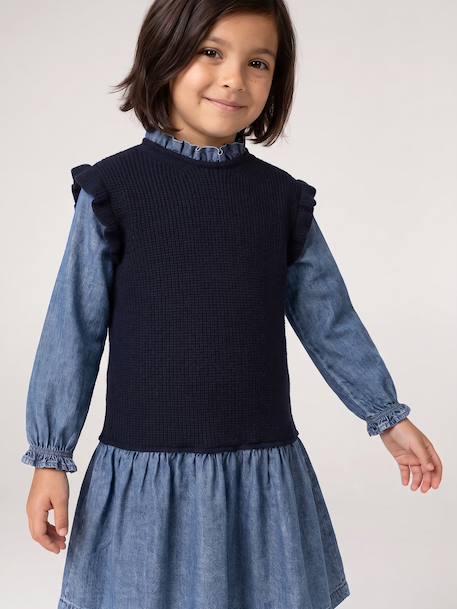 Robe 2 en1 fille marine - vertbaudet enfant 