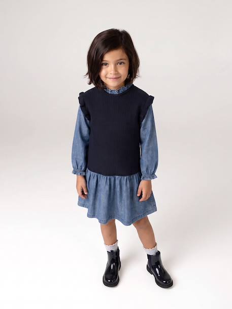 Robe 2 en1 fille marine - vertbaudet enfant 