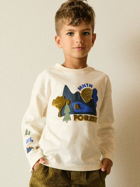 T-shirt met lange mouwen jongen ecru - vertbaudet enfant 