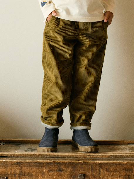 Pantalon large garçon cappuccino+lichen - vertbaudet enfant 