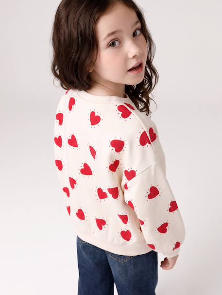 Meisjessweater met ronde hals ecru+ivoor+lichtroze+taupe - vertbaudet enfant 