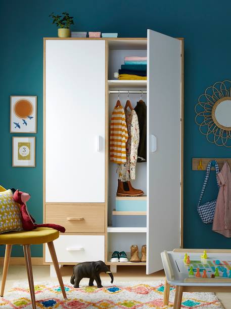 Armoire 2 portes + 2 tiroirs LIGNE HOPLA BLANC - vertbaudet enfant 