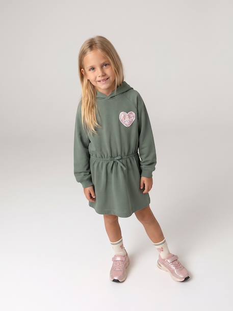 Robe courte à capuche fille gris chiné+marine+vert - vertbaudet enfant 