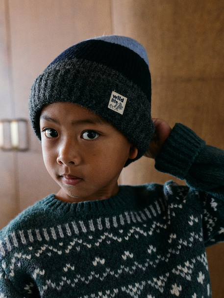 Jongensset muts, col en wanten marineblauw - vertbaudet enfant 