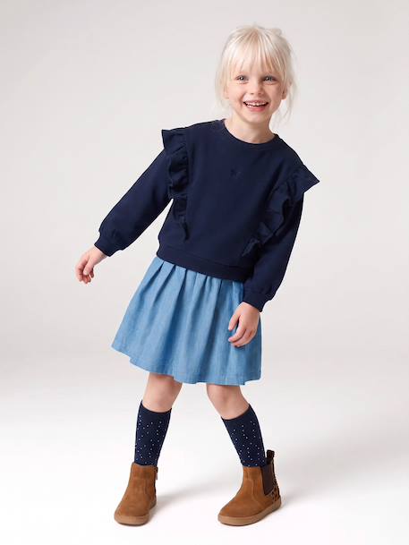 Robe manches longues fille écru+marine - vertbaudet enfant 