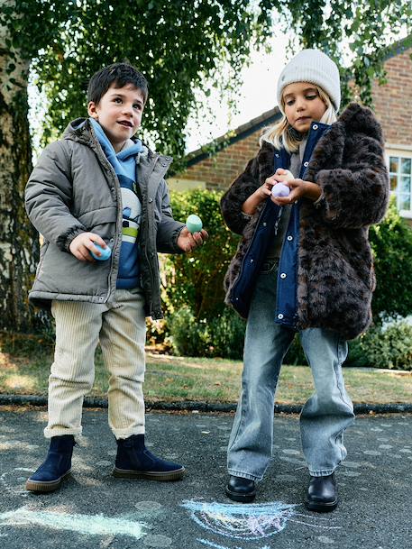 Parka réversible enfant fille kaki+marine - vertbaudet enfant 