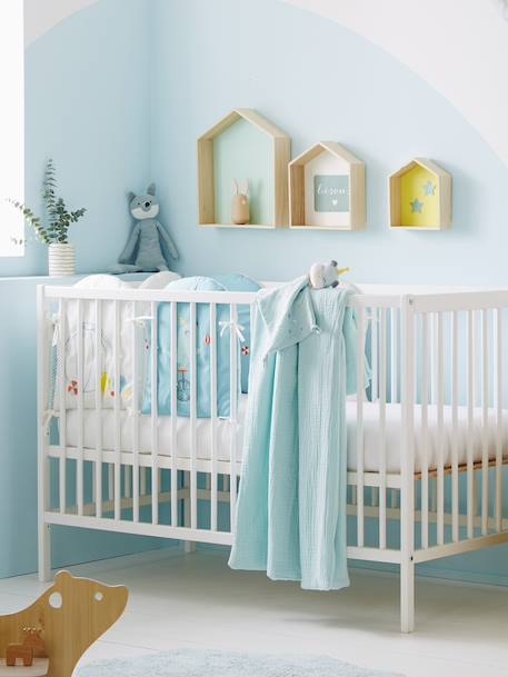 Set van 3 houten huisplanken blauwgroen+EFFEN ROZE+HOUT/VEELKLEURIG - vertbaudet enfant 