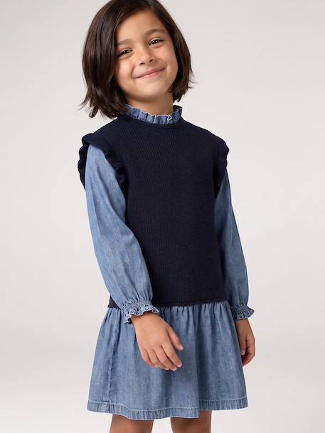 Robe 2 en1 fille marine - vertbaudet enfant 