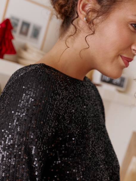 Blouse sequins de grossesse réversible devant/dos noir - vertbaudet enfant 