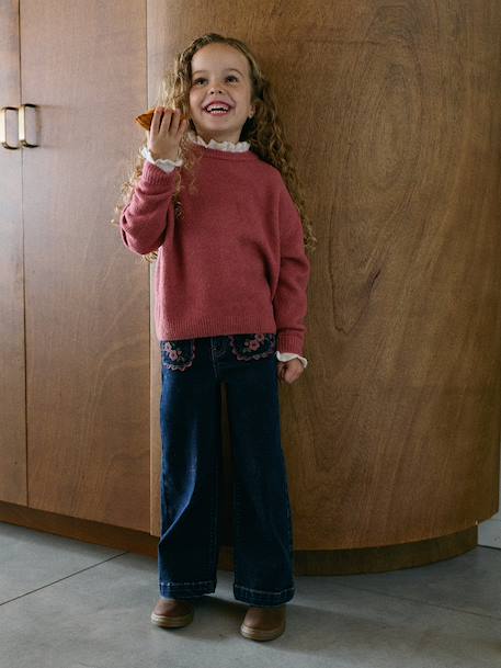Wijde meisjesjeans donkerblauw - vertbaudet enfant 