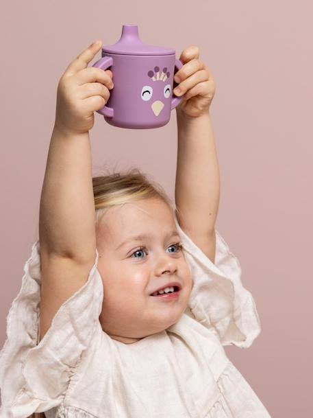 Tasse d'apprentissage Animal en silicone bleu+jaune+mauve+orange+rose+rose nude+vert - vertbaudet enfant 