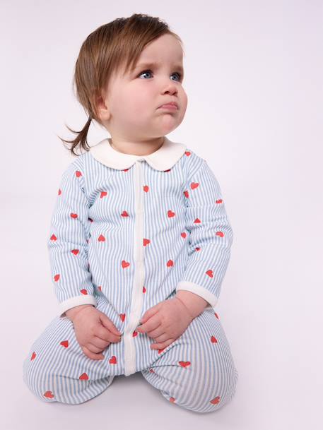Pyjama met hartjeskraag voor baby lichtblauw - vertbaudet enfant 