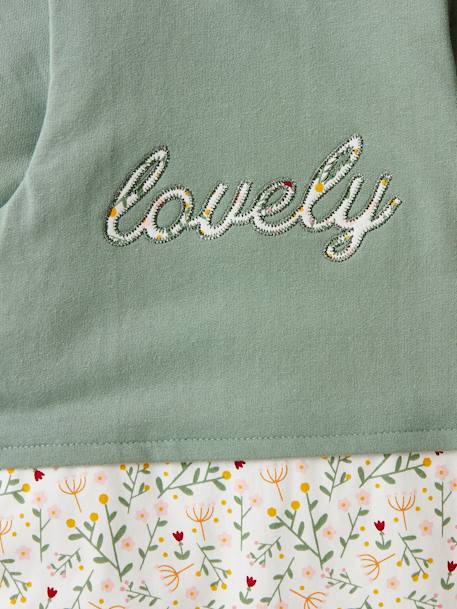 Gigoteuse hiver manches amovibles bi-matière FLEURETTES VERT - vertbaudet enfant 