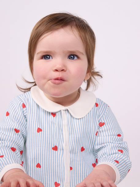 Pyjama met hartjeskraag voor baby lichtblauw - vertbaudet enfant 