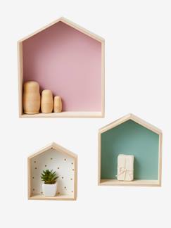 Linnengoed en decoratie-Decoratie-Set van 3 houten huisplanken