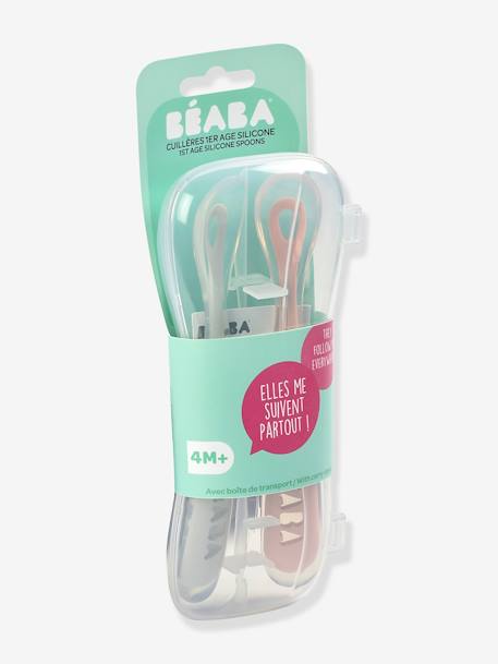 Set van 2 ergonomische lepels + BEABA-transportdoos ROZE/GRIJS - vertbaudet enfant 