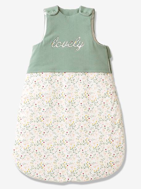 Gigoteuse hiver manches amovibles bi-matière FLEURETTES VERT - vertbaudet enfant 