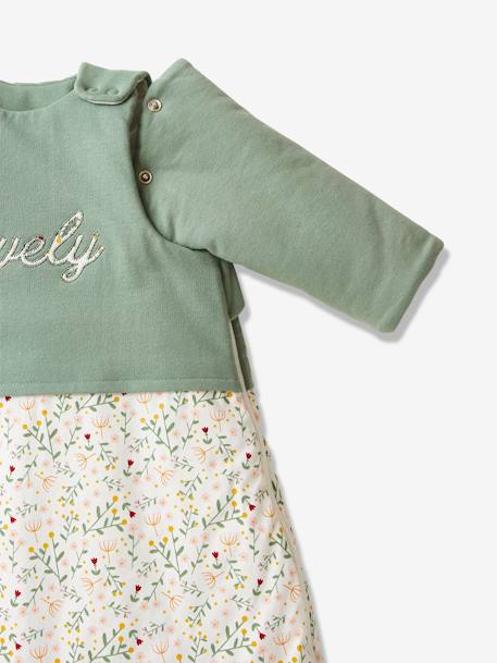 Trappelzak met afneembare mouwen, bi-materiaal BLOEMEN GROEN - vertbaudet enfant 