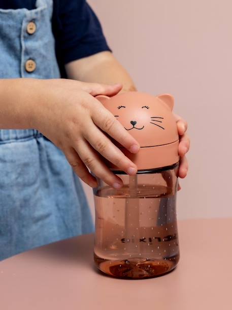 Gobelet avec paille Mrs. Cat rose pâle - vertbaudet enfant 
