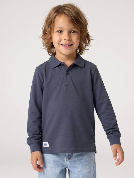 Polo met lange mouwen leiblauw - vertbaudet enfant 
