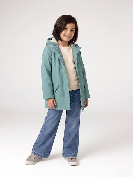 Ciré fille à capuche doublé sherpa anthracite+indigo+mauve+multicolore+vert - vertbaudet enfant 
