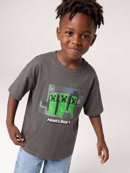 T shirt manches courtes Minecraft garçon gris souris - vertbaudet enfant 
