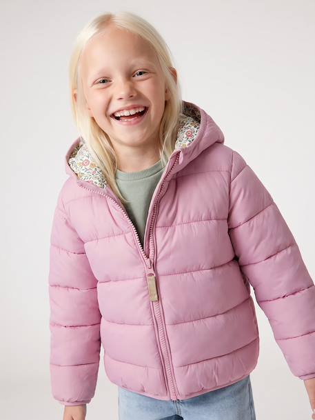 Doudoune fille légère à capuche lilas+marine+prune+rose+vert de gris - vertbaudet enfant 