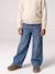 Wijde meisjesjeans middenblauw+ongewassen denim - vertbaudet enfant 