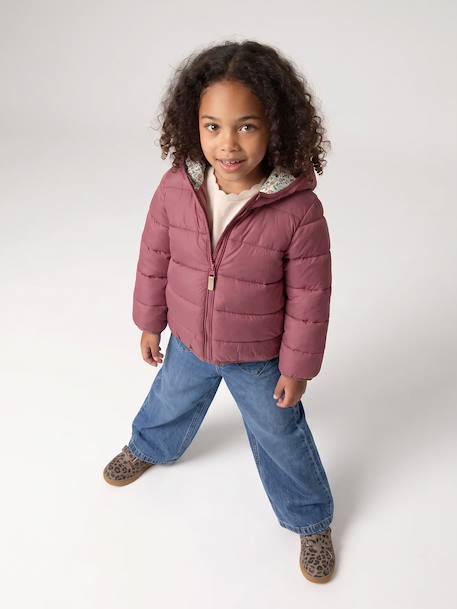 Doudoune fille légère à capuche lilas+marine+prune+rose+vert de gris - vertbaudet enfant 
