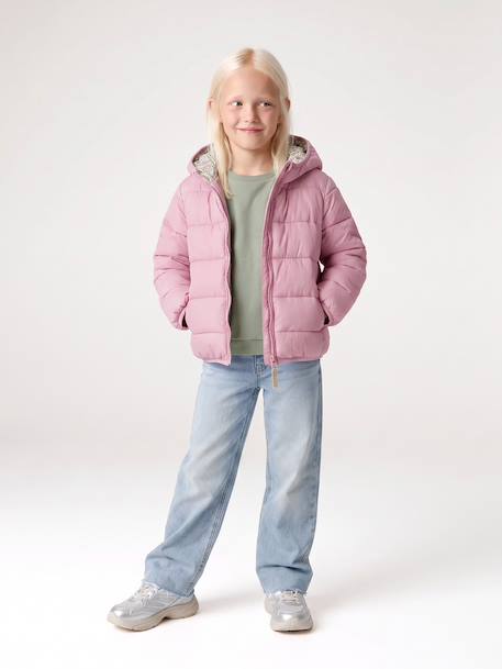Doudoune fille légère à capuche lilas+marine+prune+rose+vert de gris - vertbaudet enfant 