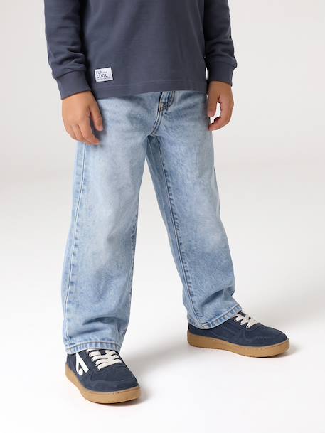 Rechte jeans voor jongens ongewassen denim+stone - vertbaudet enfant 