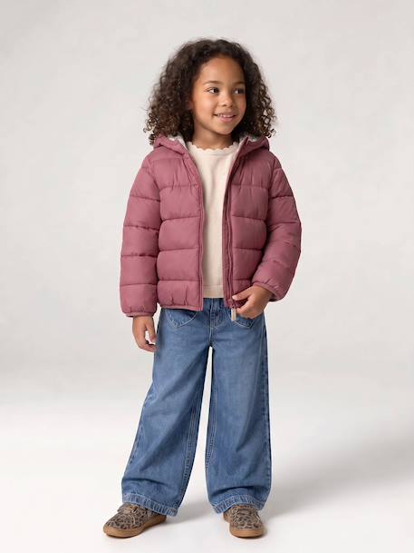 Doudoune fille légère à capuche lilas+marine+prune+rose+vert de gris - vertbaudet enfant 