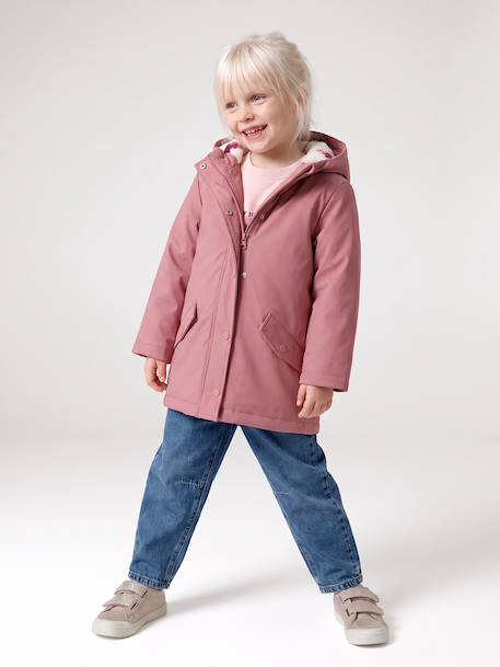 Ciré fille à capuche doublé sherpa anthracite+indigo+mauve+multicolore+vert - vertbaudet enfant 