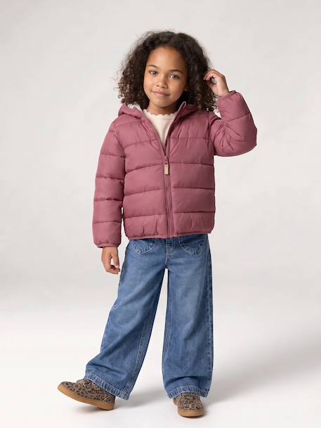 Doudoune fille légère à capuche lilas+marine+prune+rose+vert de gris - vertbaudet enfant 