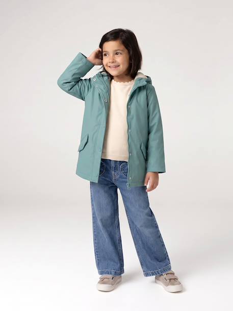 Ciré fille à capuche doublé sherpa anthracite+indigo+mauve+multicolore+vert - vertbaudet enfant 